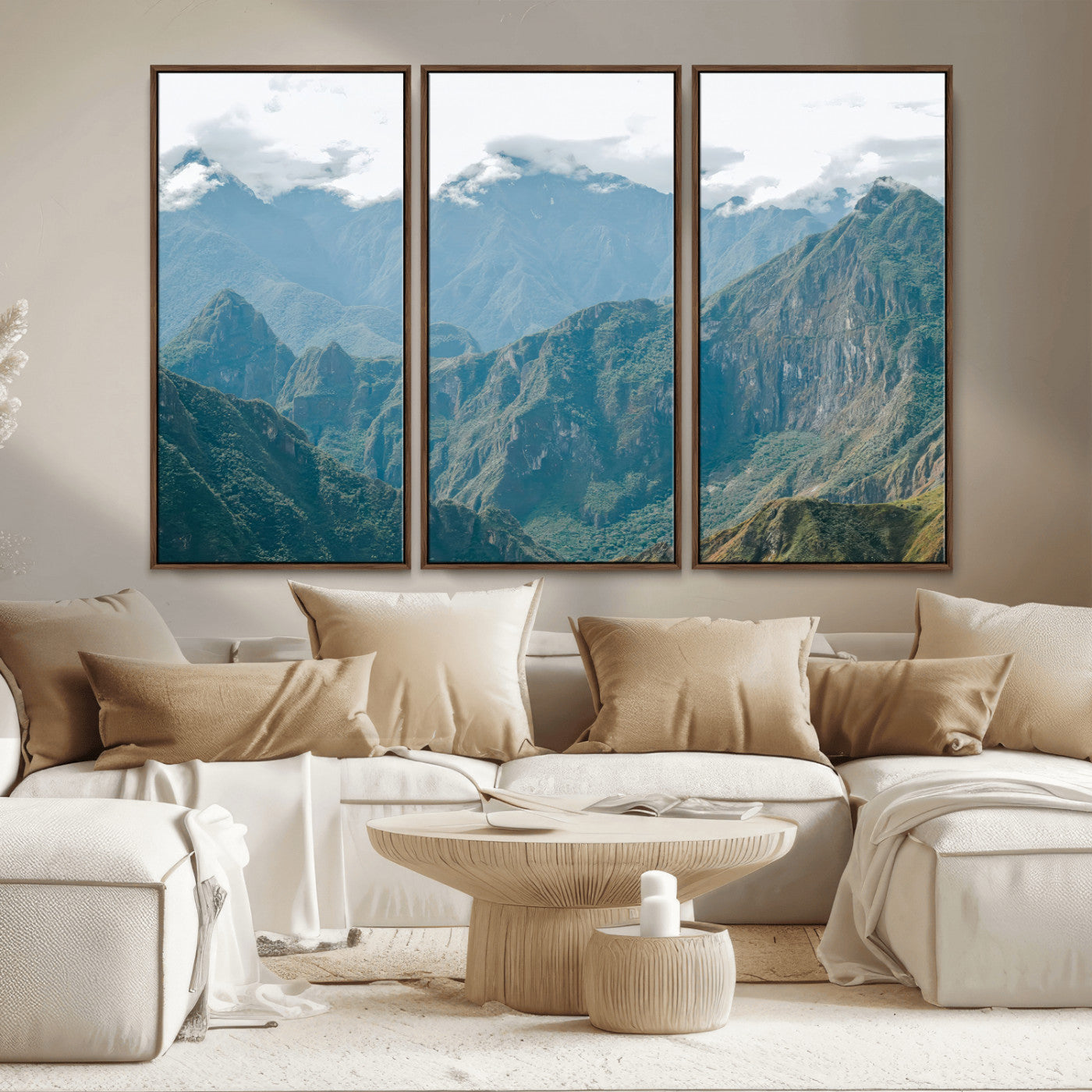 79393816-MGV-CV-36X24-Misty Mountain Wall Art Canvas Print, Framed Cloudy Andean Art Picture Print, Rugged Mountain Perfect Rustic Nature Decor Artwork