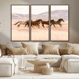 83644685-MGV-CV-36X24-Wild Horse Art Wall Art Canvas Print, Framed Rustic Western Art Picture Print, Desert Horse Scene Perfect Rustic Western Decor