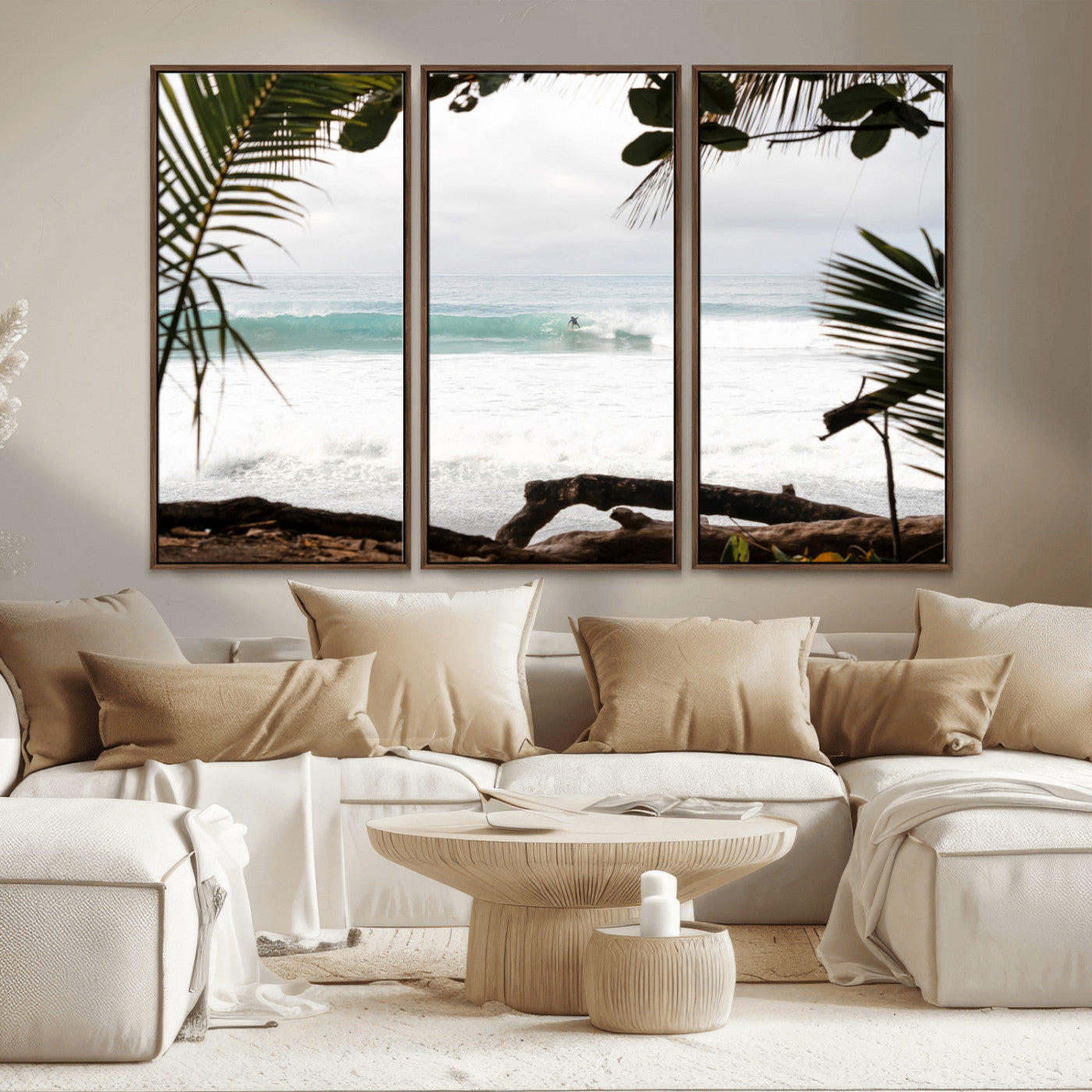 50382104-MGV-CV-36X24-Tropical Surf Wall Art Canvas Print, Framed Palm Tree View Art Picture Print, Beach House Art Perfect Boho Coastal Decor Artwork