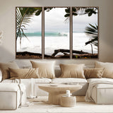 50382104-MGV-CV-36X24-Tropical Surf Wall Art Canvas Print, Framed Palm Tree View Art Picture Print, Beach House Art Perfect Boho Coastal Decor Artwork