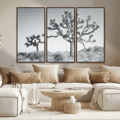 29996209-MGV-CV-36X24-Joshua Tree Art Wall Art Canvas Print, Framed Black White Landscape Art Picture Print, Desert Tree Decor Perfect Southwestern Boho