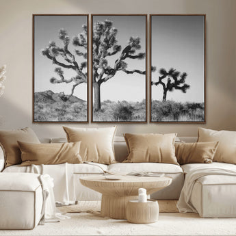 50975475-MGV-CV-36X24-Joshua Tree Art Wall Art Canvas Print, Framed Desert Tree Print Art Picture Print, Black White Nature Perfect Southwestern Boho