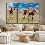 58099948-MGV-CV-36X24-Texas Longhorn Wall Art Canvas Print, Framed Western Decor Art Picture Print, Rustic Farmhouse Perfect Western Farmhouse Decor