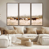 12454132-MGV-CV-36X24-Cow Herd Photography Wall Art Canvas Print, Framed Rustic Farmhouse Decor Art Picture Print, Western Ranch Style Perfect Rustic