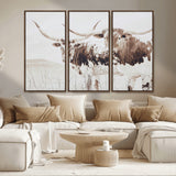 48161868-MGV-CV-36X24-Longhorn Cow Decor Wall Art Canvas Print, Framed Rustic Cattle Art Picture Print, Sepia Western Vibe Perfect Neutral Rustic