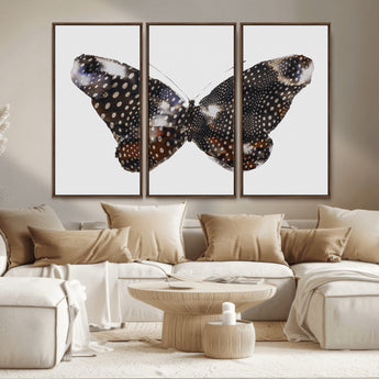 99831147-MGV-CV-36X24-Spotted Butterfly Wall Art Canvas Print, Framed Neutral Insect Theme Art Picture Print, Earthy Wing Pattern Perfect Modern Rustic