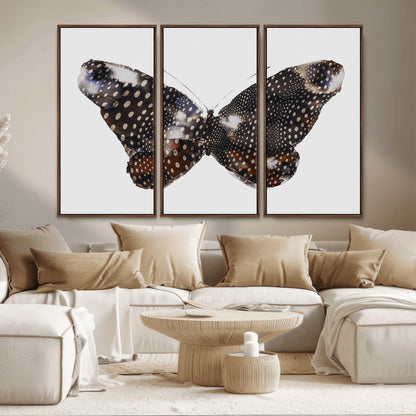 99831147-MGV-CV-36X24-Spotted Butterfly Wall Art Canvas Print, Framed Neutral Insect Theme Art Picture Print, Earthy Wing Pattern Perfect Modern Rustic