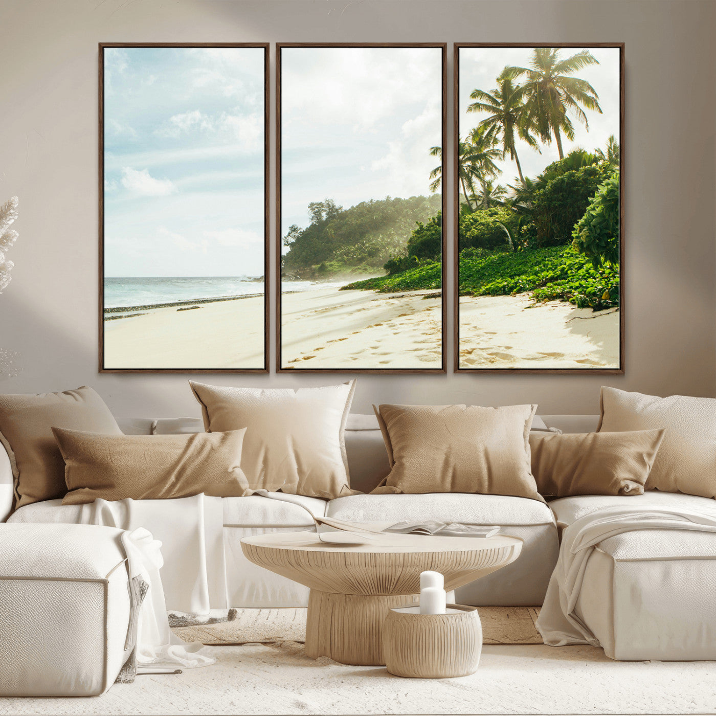 42984524-MGV-CV-36X24-Relaxing Beach Wall Art Canvas Print, Framed Ocean View Art Picture Print, Coastal Serenity Perfect Tropical Coastal Decor Artwork