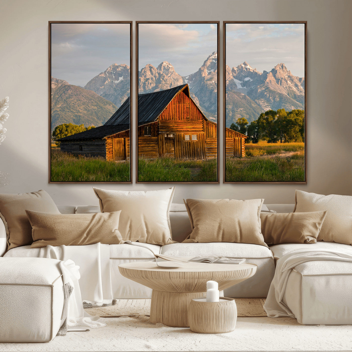 31771014-MGV-CV-36X24-Rustic Barn Wall Art Canvas Print, Framed Western Landscape Art Picture Print, Farmhouse Style Perfect Rustic Farmhouse Decor