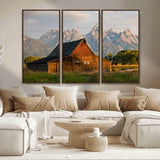 31771014-MGV-CV-36X24-Rustic Barn Wall Art Canvas Print, Framed Western Landscape Art Picture Print, Farmhouse Style Perfect Rustic Farmhouse Decor