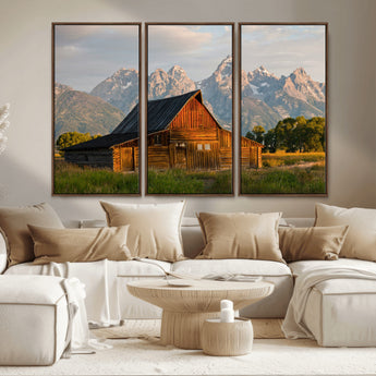 31771014-MGV-CV-36X24-Rustic Barn Wall Art Canvas Print, Framed Western Landscape Art Picture Print, Farmhouse Style Perfect Rustic Farmhouse Decor