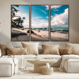 95301406-MGV-CV-36X24-Tropical Beach Wall Art Canvas Print, Framed Ocean Waves Art Picture Print, Relazxing Seascape Perfect Tropical Coastal Decor