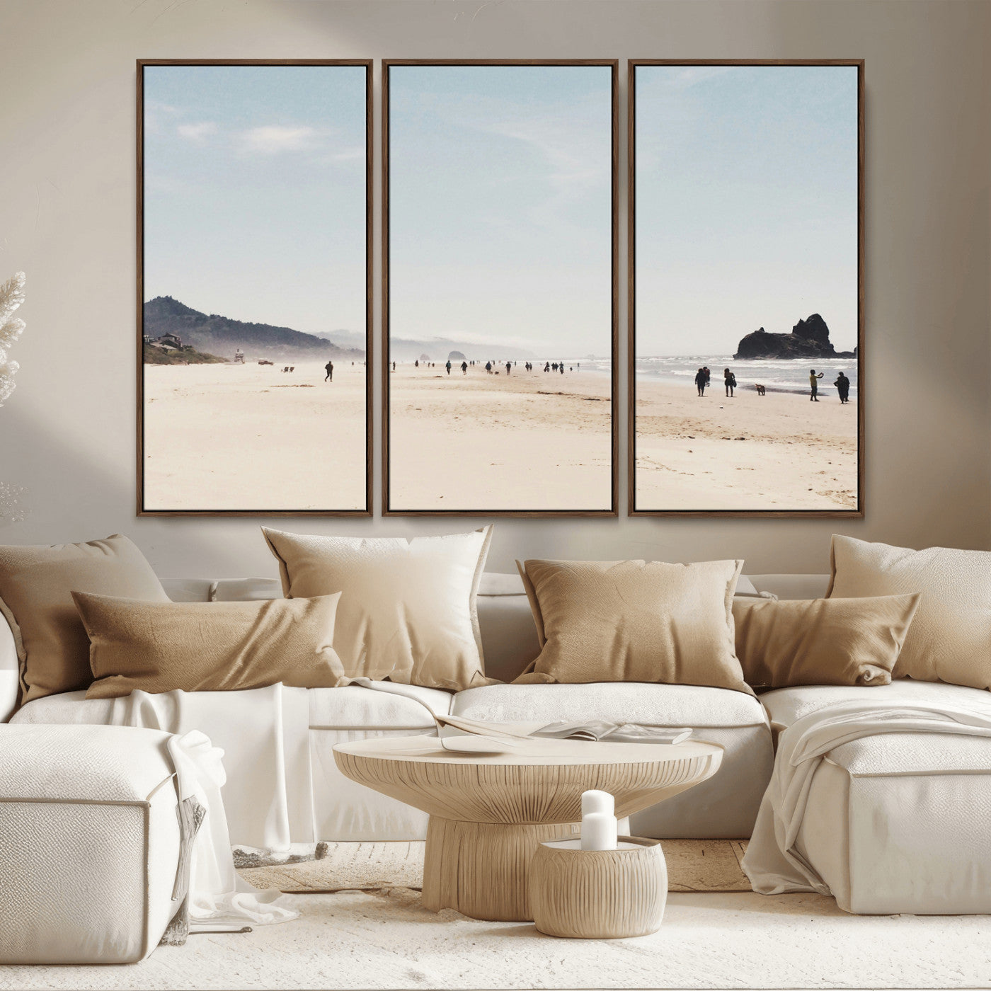 28307820-MGV-CV-36X24-Minimalist Beach Wall Art Canvas Print, Framed Coastal Serenity Art Picture Print, Soft Sand Perfect Modern Coastal Decor Artwork