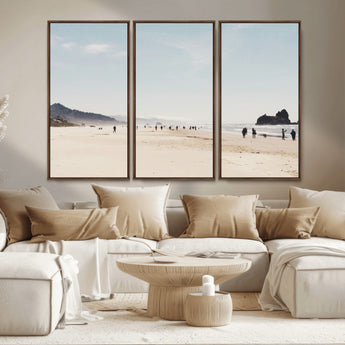 28307820-MGV-CV-36X24-Minimalist Beach Wall Art Canvas Print, Framed Coastal Serenity Art Picture Print, Soft Sand Perfect Modern Coastal Decor Artwork