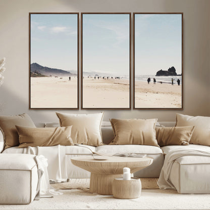 28307820-MGV-CV-36X24-Minimalist Beach Wall Art Canvas Print, Framed Coastal Serenity Art Picture Print, Soft Sand Perfect Modern Coastal Decor Artwork