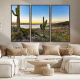 52844711-MGV-CV-36X24-Saguaro Cactus Wall Art Canvas Print, Framed Desert Sunset Art Picture Print, Southwestern Scene Perfect Southwestern Rustic Decor