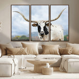 63592811-MGV-CV-36X24-Texas Longhorn Wall Art Canvas Print, Framed Western Rustic Art Picture Print, Farmhouse Decor Perfect Rustic Farmhouse Decor