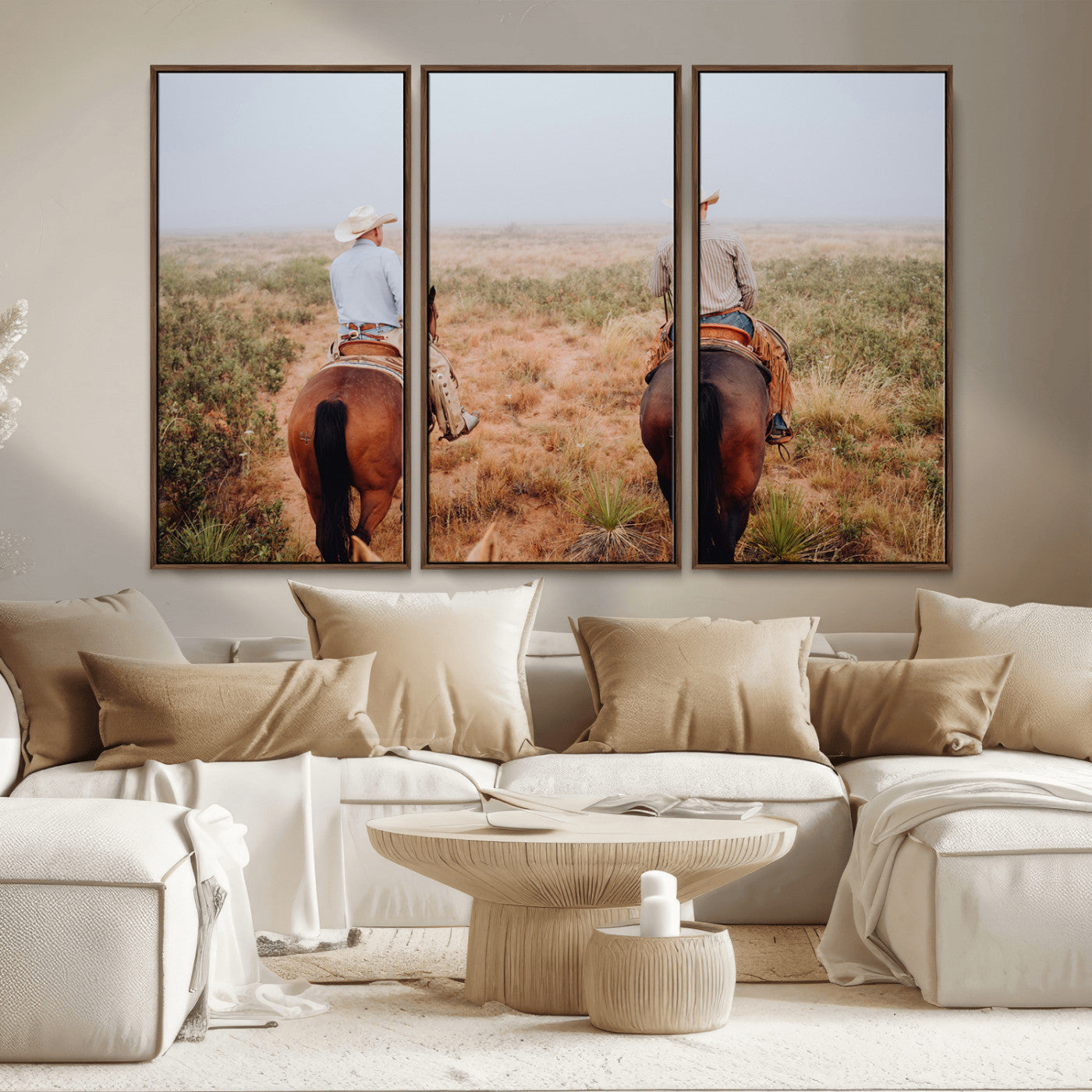 54943176-MGV-CV-36X24-Cowboy Wall Art Wall Art Canvas Print, Framed Western Canvas Art Picture Print, Rustic Ranch Scene Perfect Rustic Western Decor