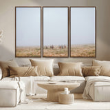 14761944-MGV-CV-36X24-Foggy Plains Wall Art Canvas Print, Framed Horseback Riders Art Picture Print, Rustic Western Perfect Rustic Western Decor Artwork