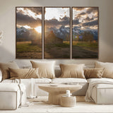 52555760-MGV-CV-36X24-Snowy Peaks Wall Art Canvas Print, Framed Nature Escape Art Picture Print, Rustic Charm Perfect Rustic Western Decor Artwork