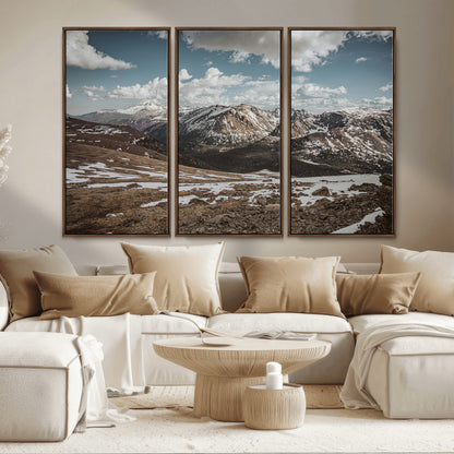 44565953-MGV-CV-36X24-Mountain Landscape Wall Art Canvas Print, Framed Snowy Peaks Art Picture Print, Rugged Highlands Perfect Rustic Adventure Decor