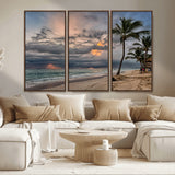 62574547-MGV-CV-36X24-Tropical Storm Wall Art Canvas Print, Framed Moody Beach Art Picture Print, Dramatic Sky Perfect Tropical Coastal Decor Artwork