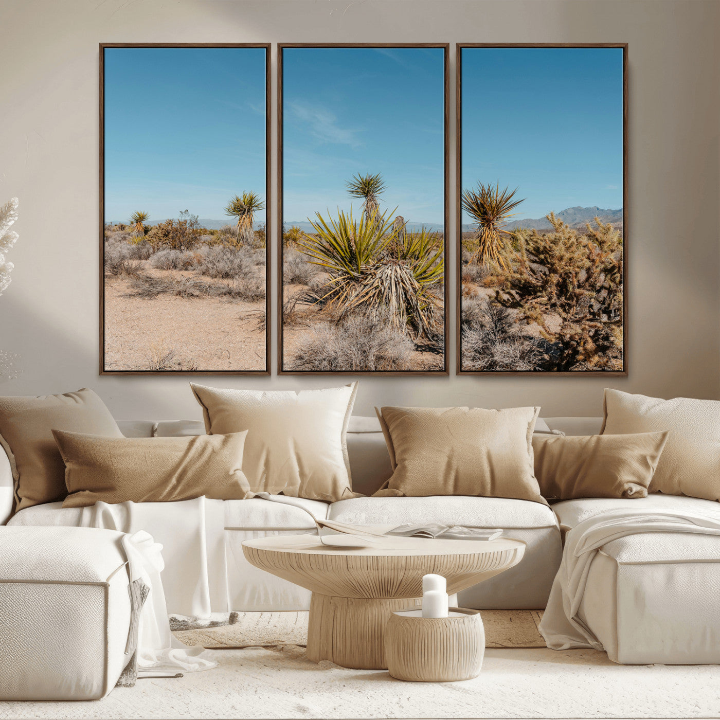 35156165-MGV-CV-36X24-Joshua Tree Wall Art Canvas Print, Framed Desert Landscape Art Picture Print, Warm Earth Tones Perfect Southwestern Minimalist