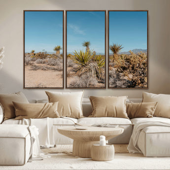 35156165-MGV-CV-36X24-Joshua Tree Wall Art Canvas Print, Framed Desert Landscape Art Picture Print, Warm Earth Tones Perfect Southwestern Minimalist
