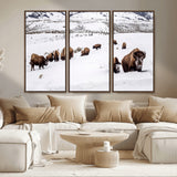 38217250-MGV-CV-36X24-Bison Herd Wall Art – Wildlife Canvas Print of Buffalo Winter Snow Scene, Rustic Western Lodge Décor, Farmhouse & Cabin Nature