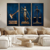 91629053-MGV-CV-36X24-Lady Justice Wall Art – Golden Gavel and Scales Canvas Print, Elegant Legal Office Decor for Lawyers, Judges, Courtroom or Study