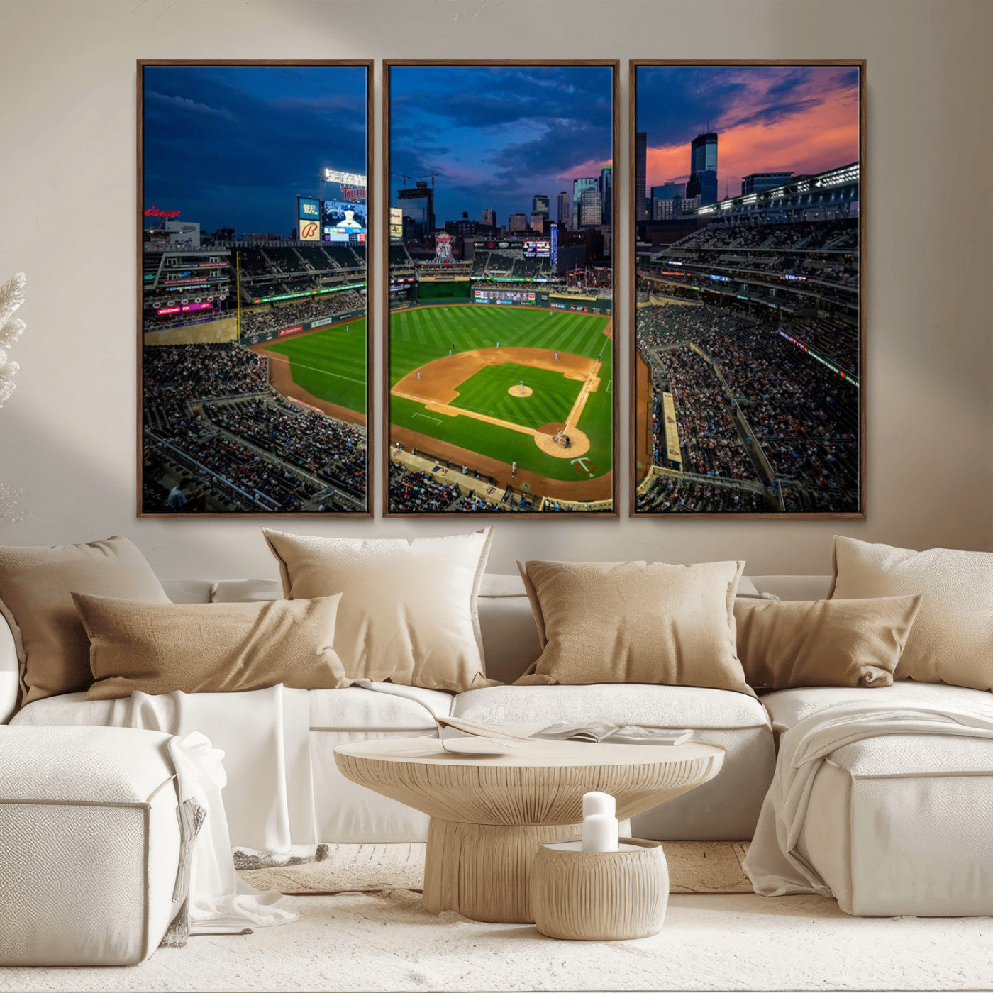 68222753-MGV-CV-36X24-Baseball Stadium Wall Art – Panoramic Night Game Canvas Print, Sports Decor for Man Cave, Office, Bar, or Living Room