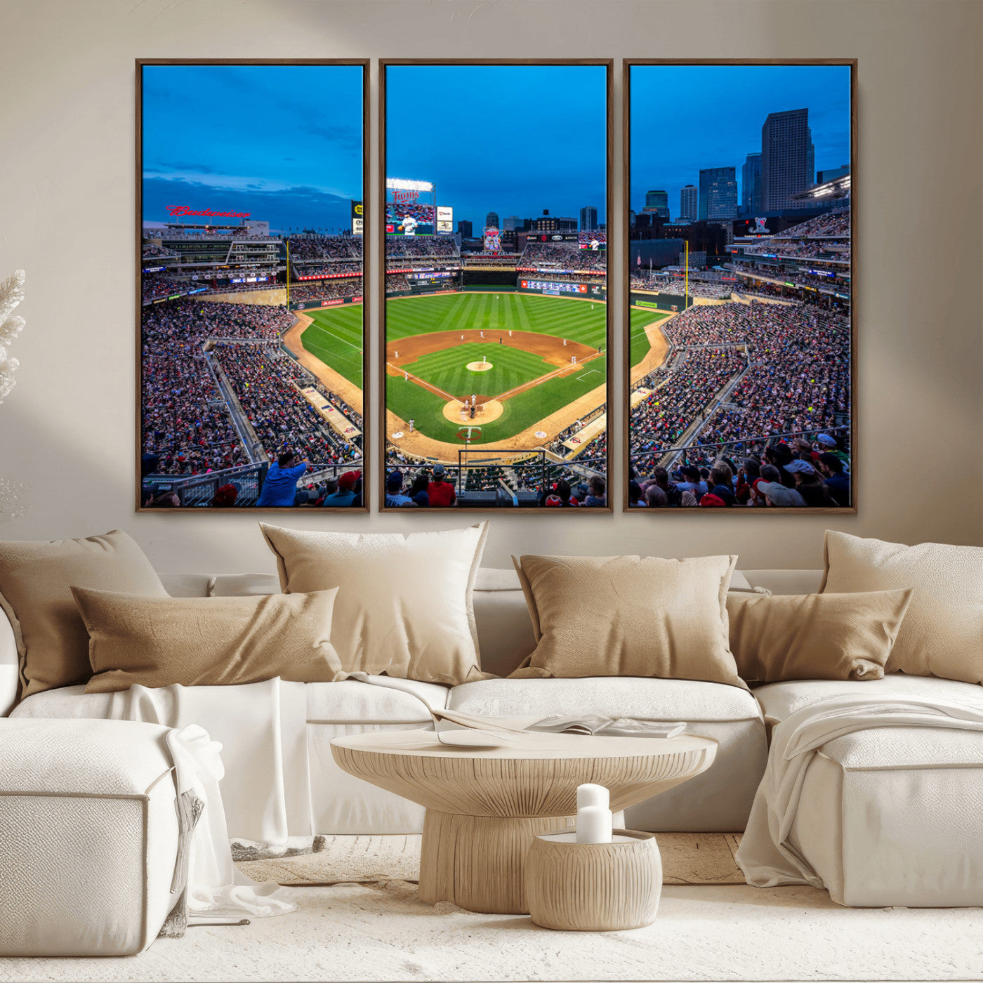 77273035-MGV-CV-36X24-Baseball Stadium Wall Art – Panoramic Evening Game Canvas Print, Sports Fan Decor for Man Cave, Office, Bar, or Living Room