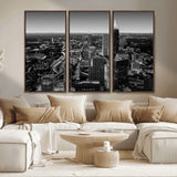 46578567-MGV-CV-36X24-Atlanta Skyline Wall Art – Black and White Cityscape Canvas Print, Modern Urban Night Decor for Office, Living Room, or Apartment