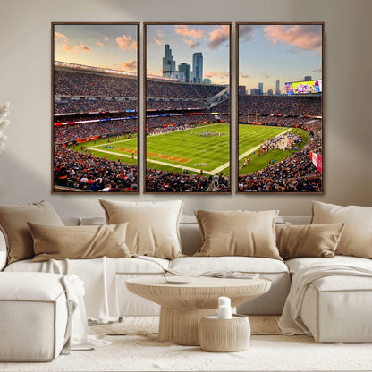 55377093-MGV-CV-36X24-Soldier Field Wall Art – Panoramic Chicago Bears Football Stadium Canvas Print, Game Day Sports Decor for Man Cave, Bar, Office,
