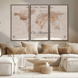 95243244-MGV-CV-36X24-Wander Often Wonder Always World Map Wall Art – Neutral Beige Adventure Canvas Print, Rustic Boho Travel Decor for Bedroom, Living