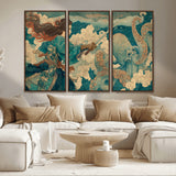 37943964-MGV-CV-36X24-Tsukioka Yoshitoshi Samurai Wall Art Print, Japanese Katana Warrior Canvas Wall Art, Octopus Sea Monster Canvas Print,