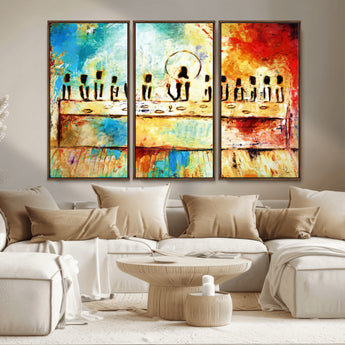 YKE34632598CR-MGV-CV-36X24-Abstract Last Supper with Apostles Wall Art Canvas Print