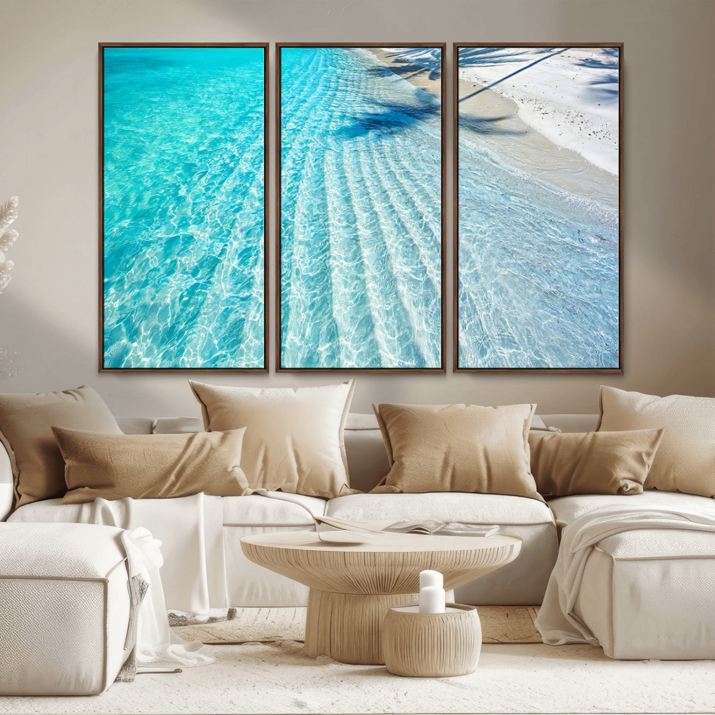 68127042-MGV-CV-36X24-Beach Wall Art – Tropical Ocean Canvas Print, Clear Water and White Sand Photography Decor for Bedroom, Living Room, Office,