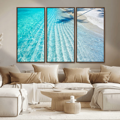 68127042-MGV-CV-36X24-Beach Wall Art – Tropical Ocean Canvas Print, Clear Water and White Sand Photography Decor for Bedroom, Living Room, Office,