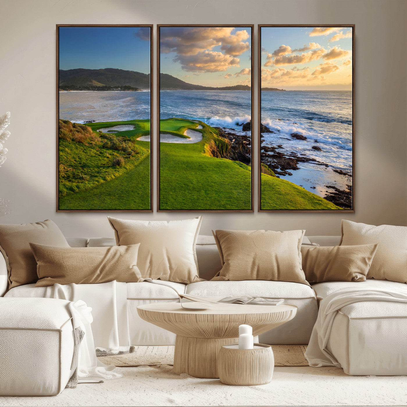 67486665-MGV-CV-36X24-Golf Course Wall Art – Pebble Beach Oceanfront Canvas Print, Coastal Fairway Photography Sports Decor for Living Room, Office, Man
