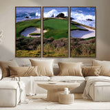 22776914-MGV-CV-36X24-Golf Course Wall Art – Oceanfront Green Canvas Print, Coastal Pebble Beach Photography Sports Decor for Living Room, Office, Man