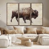 54810031-MGV-CV-36X24-Western Wall Art – Snow Covered Bison Canvas Print, Rustic Wildlife Photography Decor for Bedroom, Living Room, Office, Lodge,