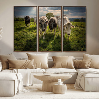 67277447-MGV-CV-36X24-Farmhouse Wall Art – Herd of Cows Canvas Print, Rustic Country Pasture Photography Decor for Bedroom, Living Room, Office, Ranch,