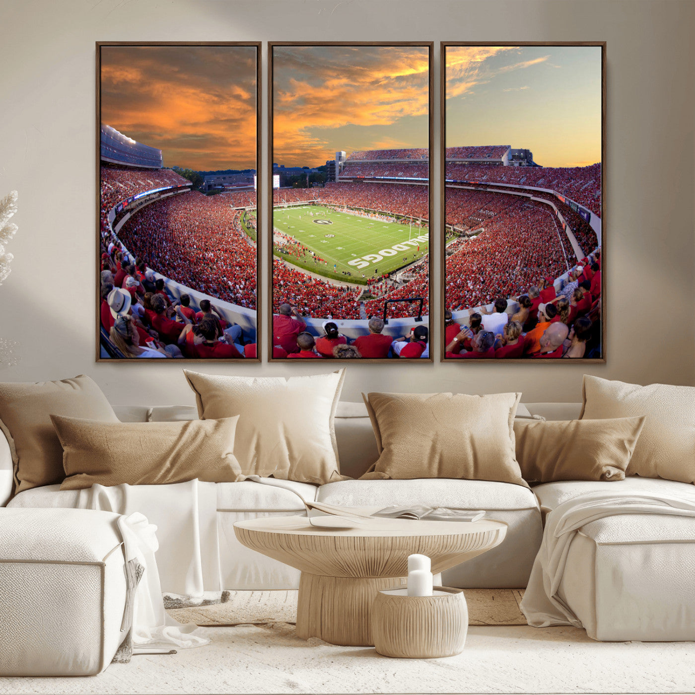 73680988-MGV-CV-36X24-Sanford Stadium Wall Art – Georgia Bulldogs Football Sunset Game Canvas Print, College Sports Decor for Man Cave, Bar, Office, or