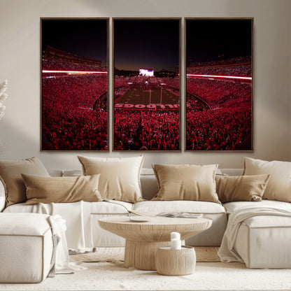 38331045-MGV-CV-36X24-Sanford Stadium Wall Art – Georgia Bulldogs Football Red Night Game Canvas Print, Electric College Sports Decor for Man Cave or
