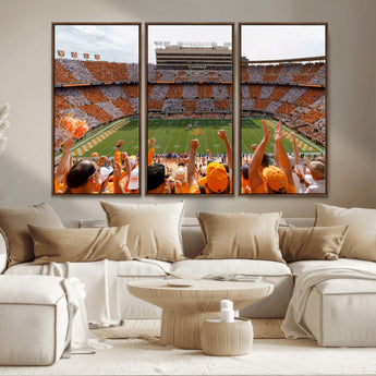 76011417-MGV-CV-36X24-Neyland Stadium Wall Art – Panoramic Tennessee Volunteers Checkerboard Crowd Canvas Print, Day Game Football Celebration Sports