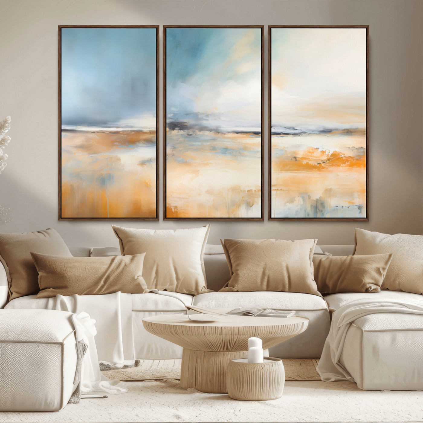 12135-MGV-CV-36X24-Soft Horizon Wall Art Canvas Print, Framed Golden Field Art Picture Print, Dreamy Horizon Perfect Minimalist Earthy Decor Artwork