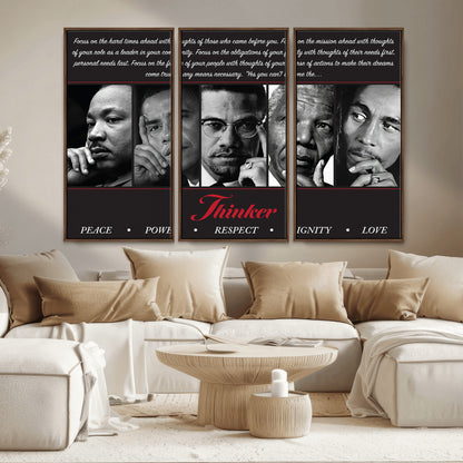 45112-MGV-CV-36X24-Black Icons Wall Art Canvas Print, Framed Thinker Art Picture Print, Motivational Quote Perfect Cultural Modern Decor Artwork
