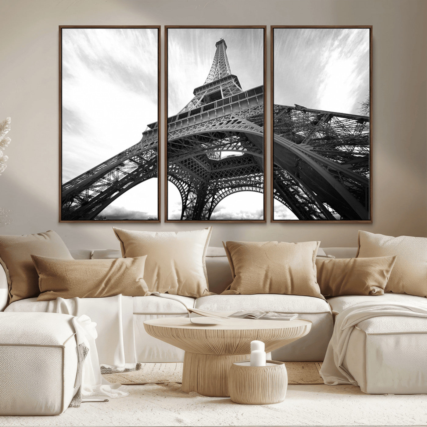 40006-MGV-CV-36X24-Eiffel Tower Wall Art – Black and White Architectural Photo Print, Paris Inspired Decor for Bedroom, Office, Studio or Modern