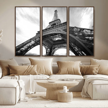 40006-MGV-CV-36X24-Eiffel Tower Wall Art – Black and White Architectural Photo Print, Paris Inspired Decor for Bedroom, Office, Studio or Modern